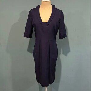 Reiss Indigo Blue Angel Fitted Panel Sheath Pencil Dress
